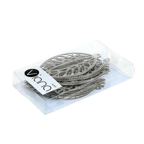 Floristik24 Metal sheet for hanging silver 4cm x 7cm 24pcs