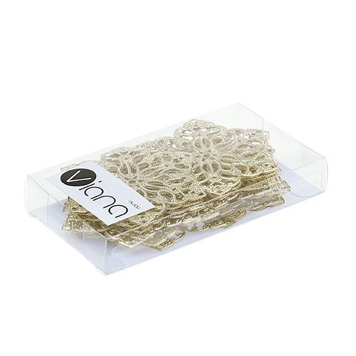Metal flower with ornament Ø5,5cm gold 24pcs | Floristik24.co.uk