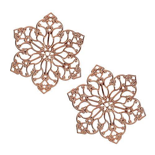 Floristik24 Metal flower with ornament Ø5,5cm copper 24pcs