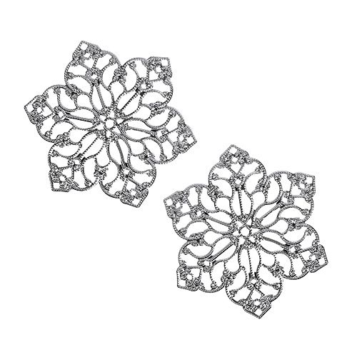 Floristik24 Metal flower with ornament Ø6,5cm silver 24pcs