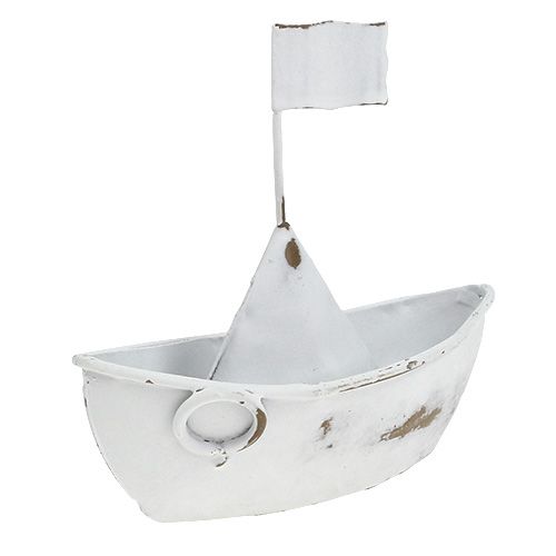 Floristik24 Metal boat white 11cm x 10cm 1p