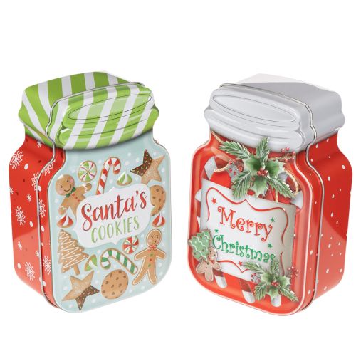 Set of 2 Christmas Tin Cookie Jars, 15 cm, Santa's Cookies and Merry Christmas Design buy online | Floristik24.co.uk