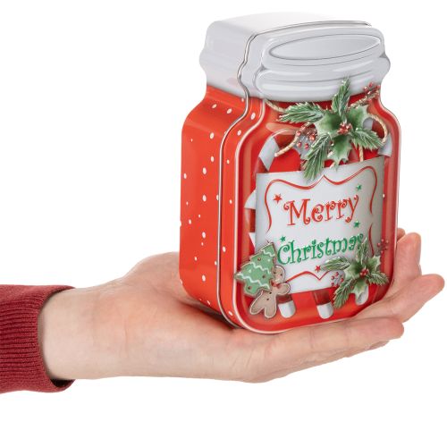 Set of 2 Christmas Tin Cookie Jars, 15 cm, Santa's Cookies and Merry Christmas Design | Floristik24.co.uk