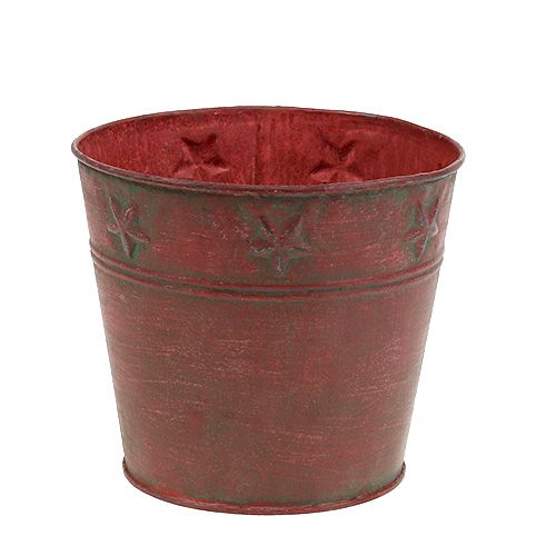 Metal bucket red with stars Ø15cm H13cm | Floristik24.co.uk