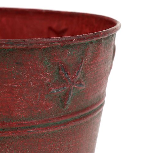 Metal bucket red with stars Ø15cm H13cm | Floristik24.co.uk