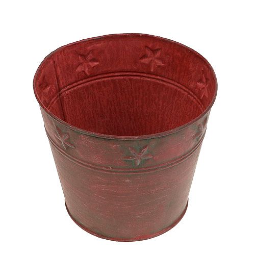 Metal bucket red with stars Ø15cm H13cm | Floristik24.co.uk