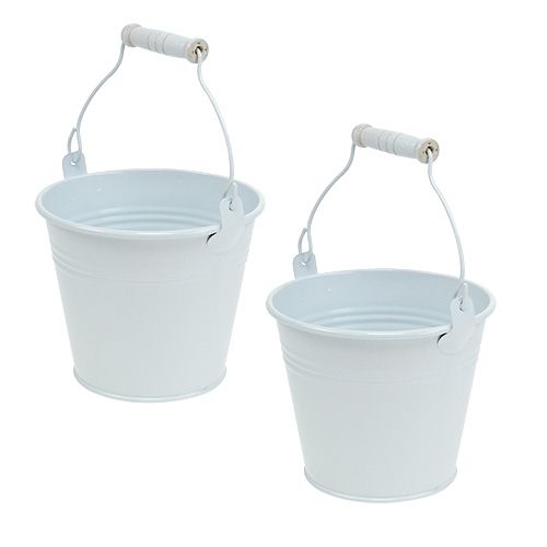 Metal bucket white Ø10cm H8cm 10p | Floristik24.co.uk
