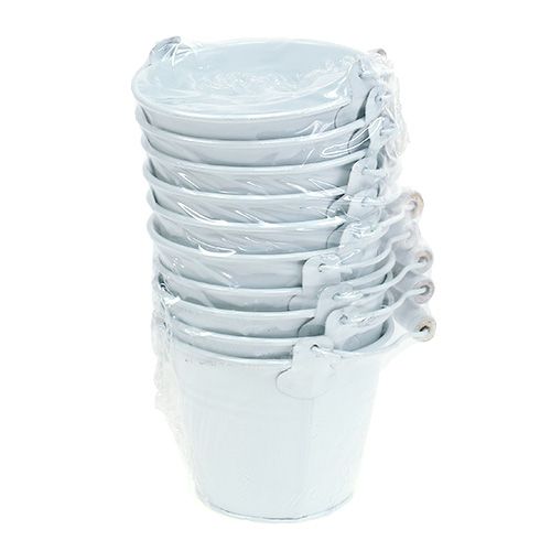 Metal bucket white Ø10cm H8cm 10p | Floristik24.co.uk