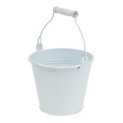 Floristik24 Metal bucket white Ø12cm H10cm 8pcs
