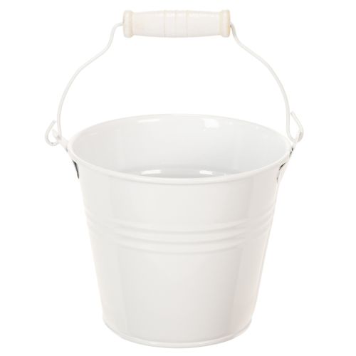 Floristik24 Metal buckets, white, Ø12cm, H10cm, 8 pieces