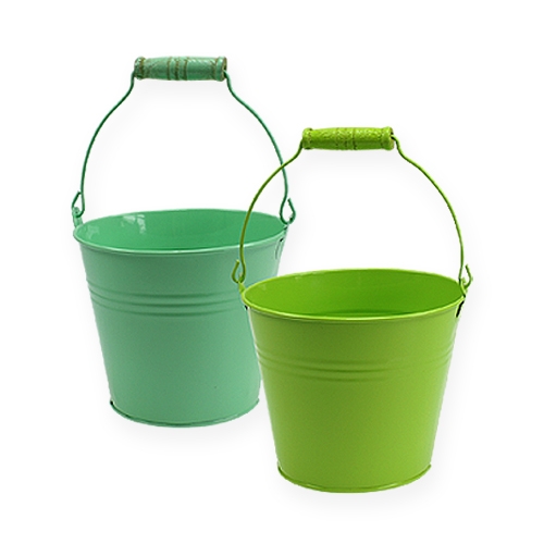 Floristik24 Decorative bucket green sort. Ø12cm H10cm 8pcs.