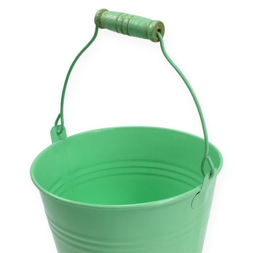 Floristik24 Decorative bucket green sort. Ø12cm H10cm 8pcs.