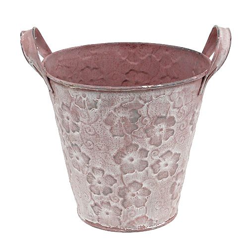 Floristik24 Metal bucket with flowers Rosa Ø15,5cm H15cm