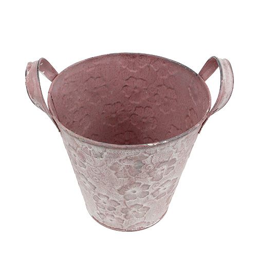 Floristik24 Metal bucket with flowers Rosa Ø15,5cm H15cm