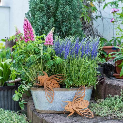 Floristik24 Metal container for planting, plant tub with handles, silver flower bowl, patina L45cm H17.5cm
