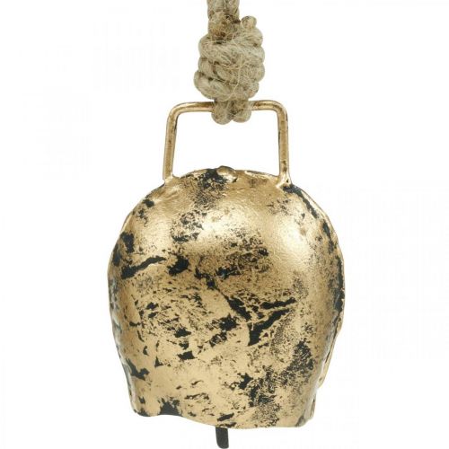 Product Bells to hang, mini cowbells, country house, metal bells golden, antique look 7 × 5cm 12pcs
