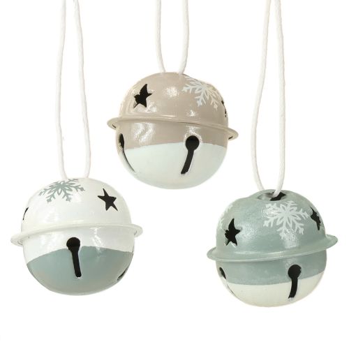 Floristik24 Metal bells Christmas bells Mint Beige Ø3cm 16pcs