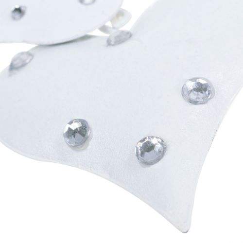 Floristik24 Metal hanger bird nest with heart White 18cm 3pcs