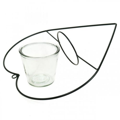 Product Lantern heart metal 28cm tea light holder for hanging glass 9cm