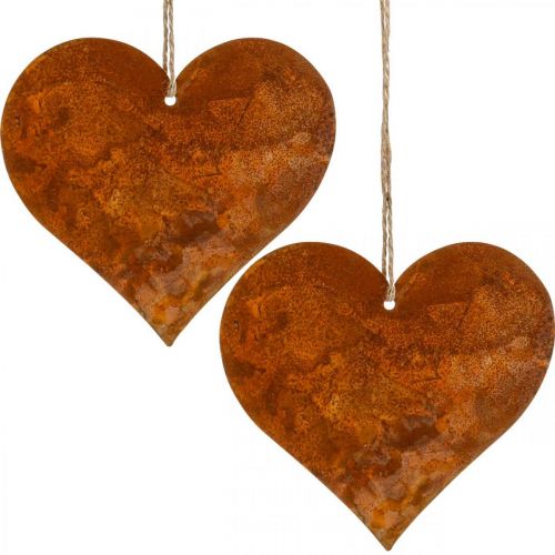 Floristik24 Decorative hearts made of metal, autumn decoration, decorative pendant, rust 14×15cm 6 pcs