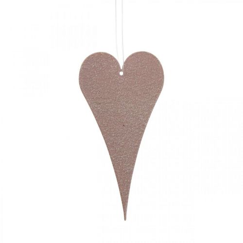 Product Hanging decoration window metal hearts, decorative hearts for hanging orange/purple H10cm 6 pcs