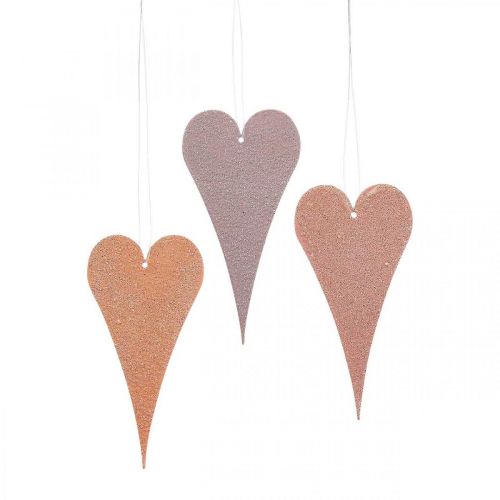 Floristik24 Hanging decoration window metal hearts, decorative hearts for hanging orange/purple H10cm 6 pcs