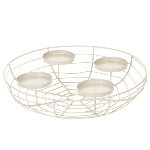 Round Metal Advent Candle Holder for 4 Tealights or Candles, 35cm, Grey