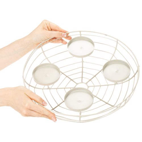 Round Metal Advent Candle Holder for 4 Tealights or Candles, 35cm, Grey | Floristik24.co.uk