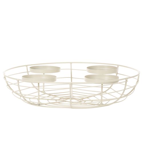 Round Metal Advent Candle Holder for 4 Tealights or Candles, 35cm, Grey | Floristik24.co.uk