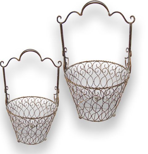 Floristik24 Metal baskets in 2 sizes brown with handle