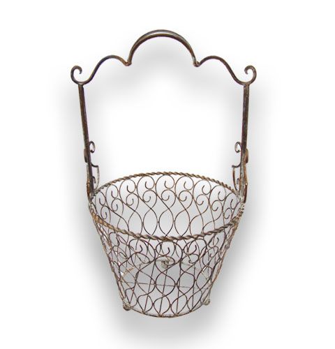Floristik24 Metal baskets in 2 sizes brown with handle