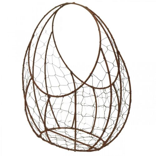 Wire Basket Metal Planter Spring Decoration Easter Basket Brown Patina H34cm L30cm