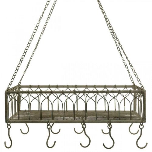 Product Square metal basket with hook hanging decoration metal 50x30.5x12.5cm