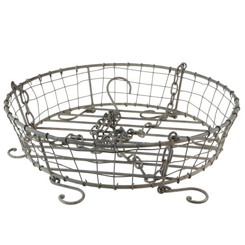 Floristik24 Metal hanging basket with hook grey vintage Ø39.5cm
