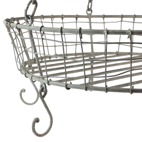 Floristik24 Metal hanging basket with hook grey vintage Ø39.5cm