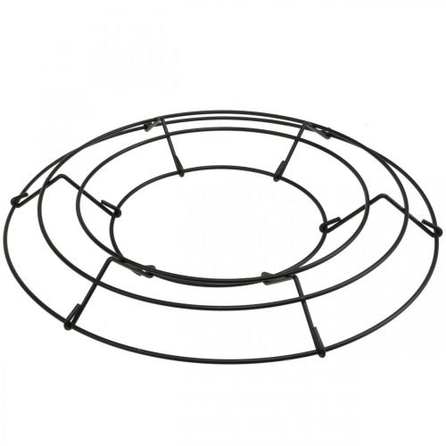 Product Metal wreath black table decoration wire wreath Ø30cm H3.5cm