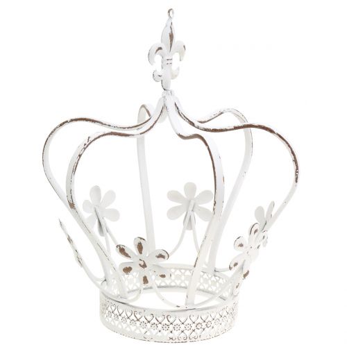 Floristik24 Metal crown antique white Ø17cm H21cm