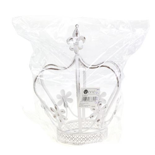 Floristik24 Metal crown antique white Ø17cm H21cm