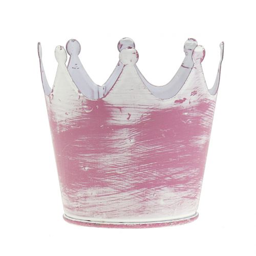 Floristik24 Metal crown Pink, White-washed Ø8cm H7cm 8pcs