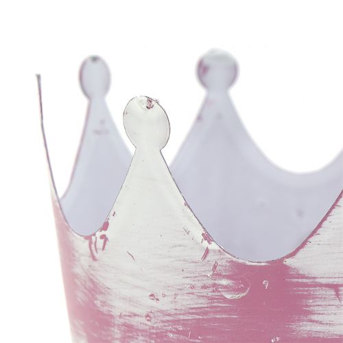 Floristik24 Metal crown Pink, White-washed Ø8cm H7cm 8pcs