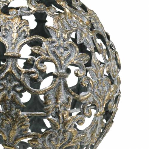 Product Ball to hang with ornaments antique look golden metal Ø12cm