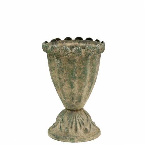 Floristik24 Decorative Cup Antique Look Metal Moss Green Ø9cm H14.5cm