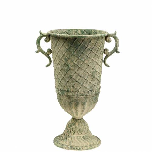 Floristik24 Metal cup antique moss green Ø19.5cm H37cm