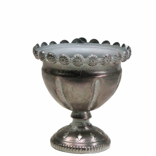 Floristik24 Decorative cup metal grey, silver Ø13cm H14.5cm