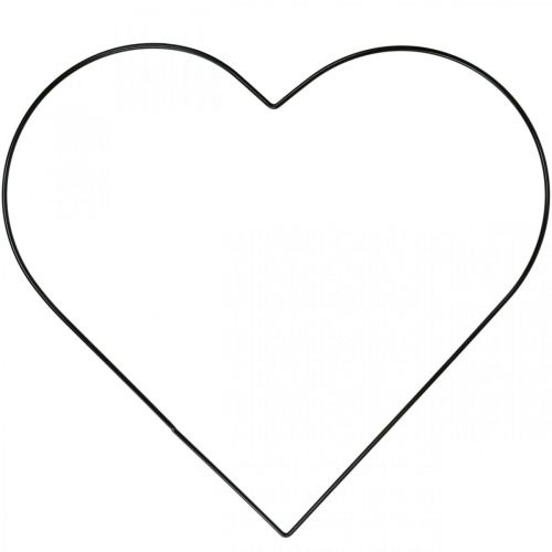Metal ring heart shape, hanging decoration metal, decoration loop black W32.5cm 4 pieces