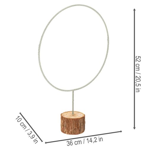 Metal Decoration Ring with Wooden Base for Dried Flowers, 52cm Height | Floristik24.co.uk