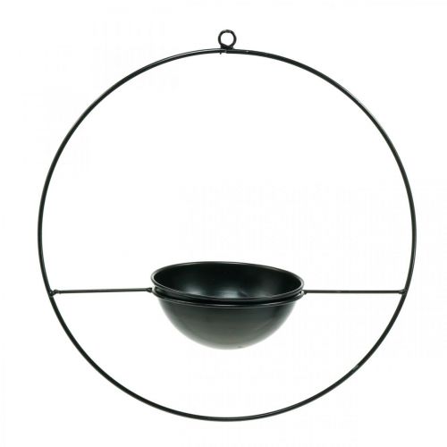 Floristik24 Plant pot for hanging black metal ring Ø38cm with bowl Ø15cm