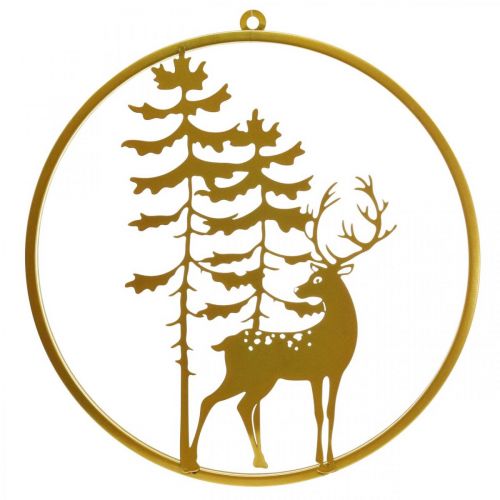 Decorative ring gold to hang up deer metal decoration Christmas Ø38cm