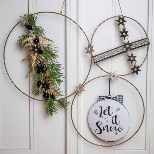 Metal ring decor ring Scandi ring deco loop golden Ø25cm 4pcs