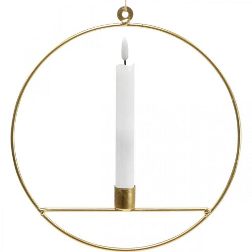 Product Candle holder for hanging golden metal decorative ring Ø25cm 3pcs